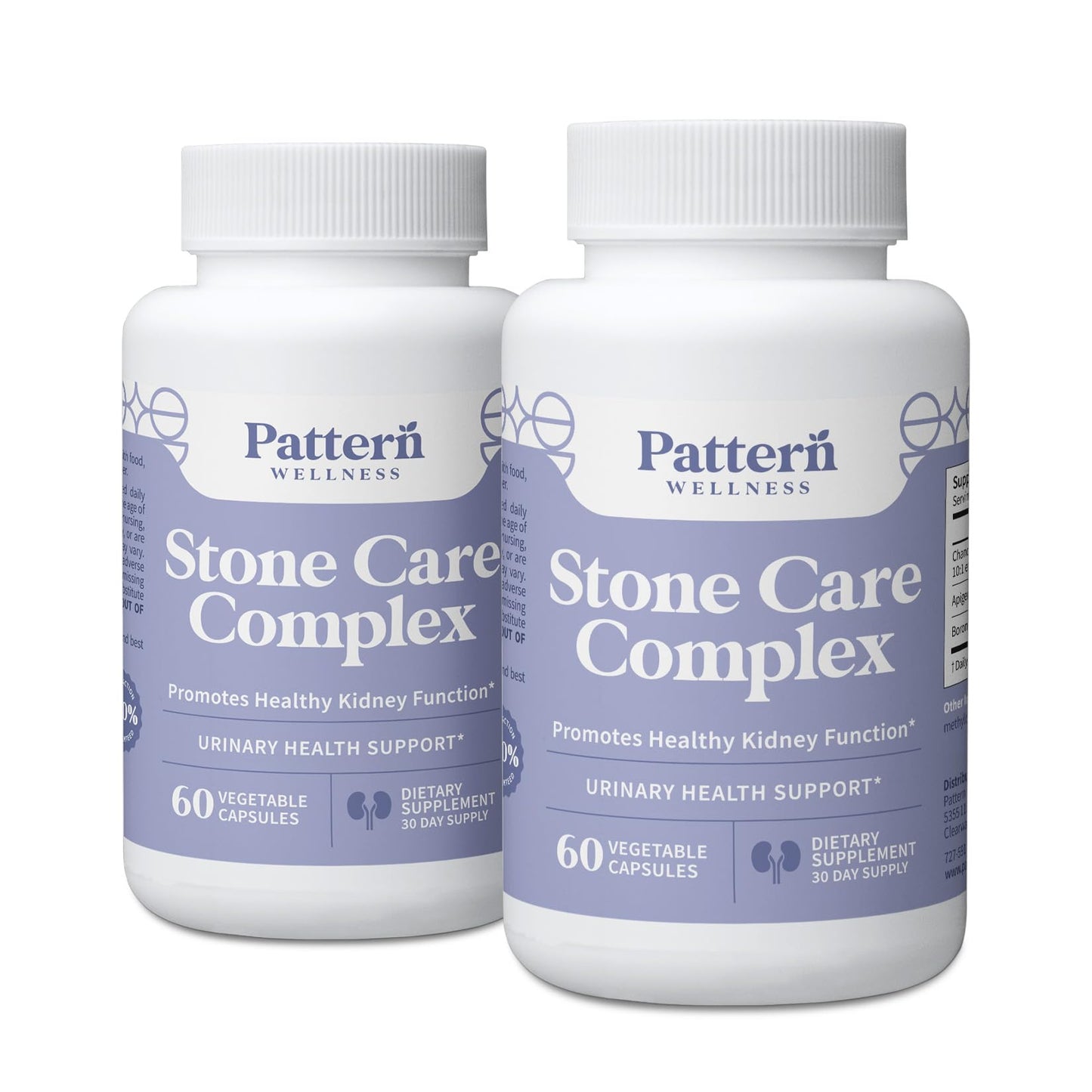 Pattern Wellness Stone Care Complex – Supports Healthy Kidney & Urinary Function – with Chanca Piedra, Chamomile Extract & Boron – 3rd Party Lab Tested – Vegan, Non-GMO - 60 Capsules