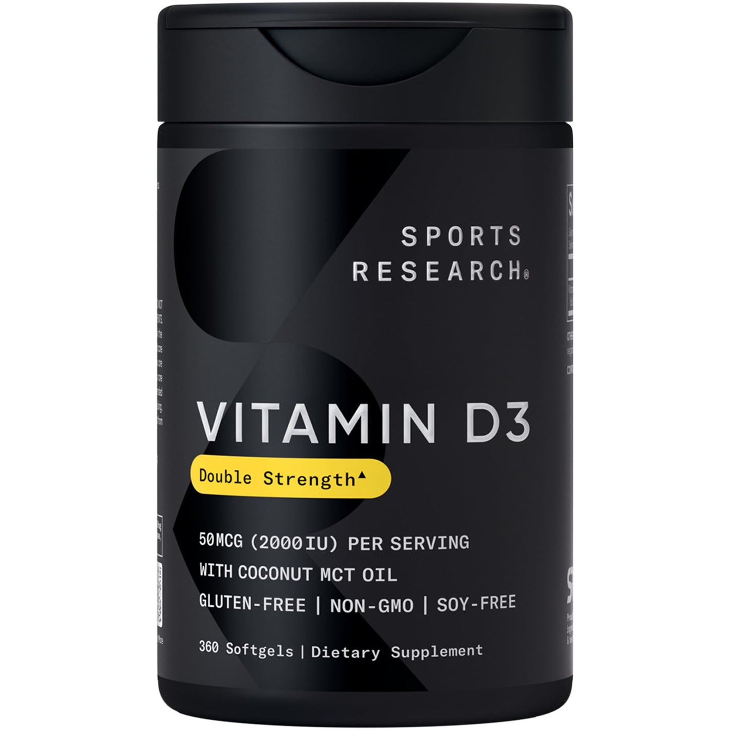 Sports Research Vitamin D3 5000 IU with Coconut MCT Oil - High Potency Vitamin D Supplement for Immune & Bone Support - Non-GMO Verified, Gluten & Soy Free – 125mcg, 360 Liquid Softgels
