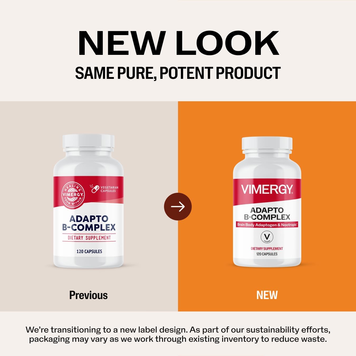 Vimergy Adapto B Complex, 120 Servings – High Potency with 8 B Vitamins, Rhodiola & Hawthorn Berry – Supports Mental Energy, Cognition, Mood - Non-GMO, Kosher, Vegan, No Gluten, No Soy