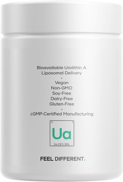 Codeage Liposomal Urolithin A Supplement 500mg Per Serving + Resveratrol, Betaine, CoQ10, Ellagitannins - A New Frontier Beyond NADH, NMN, NAD, NR, and PQQ Vitamins - Bioavailable - 60 Capsules