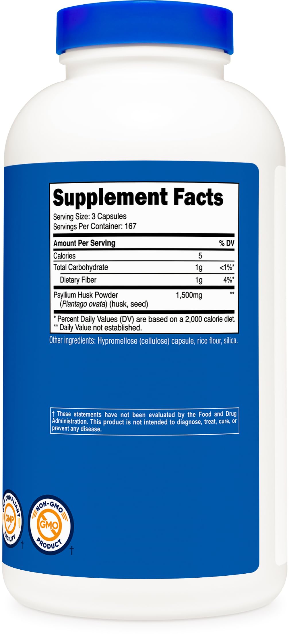 Nutricost Psyllium Husk 1500mg Per Serving, 500 Capsules - Non-GMO & Gluten Free