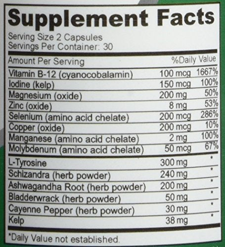NusaPure Premium Thyroid Support Supplement (Non-GMO) 120 caps for with Ashwaganda