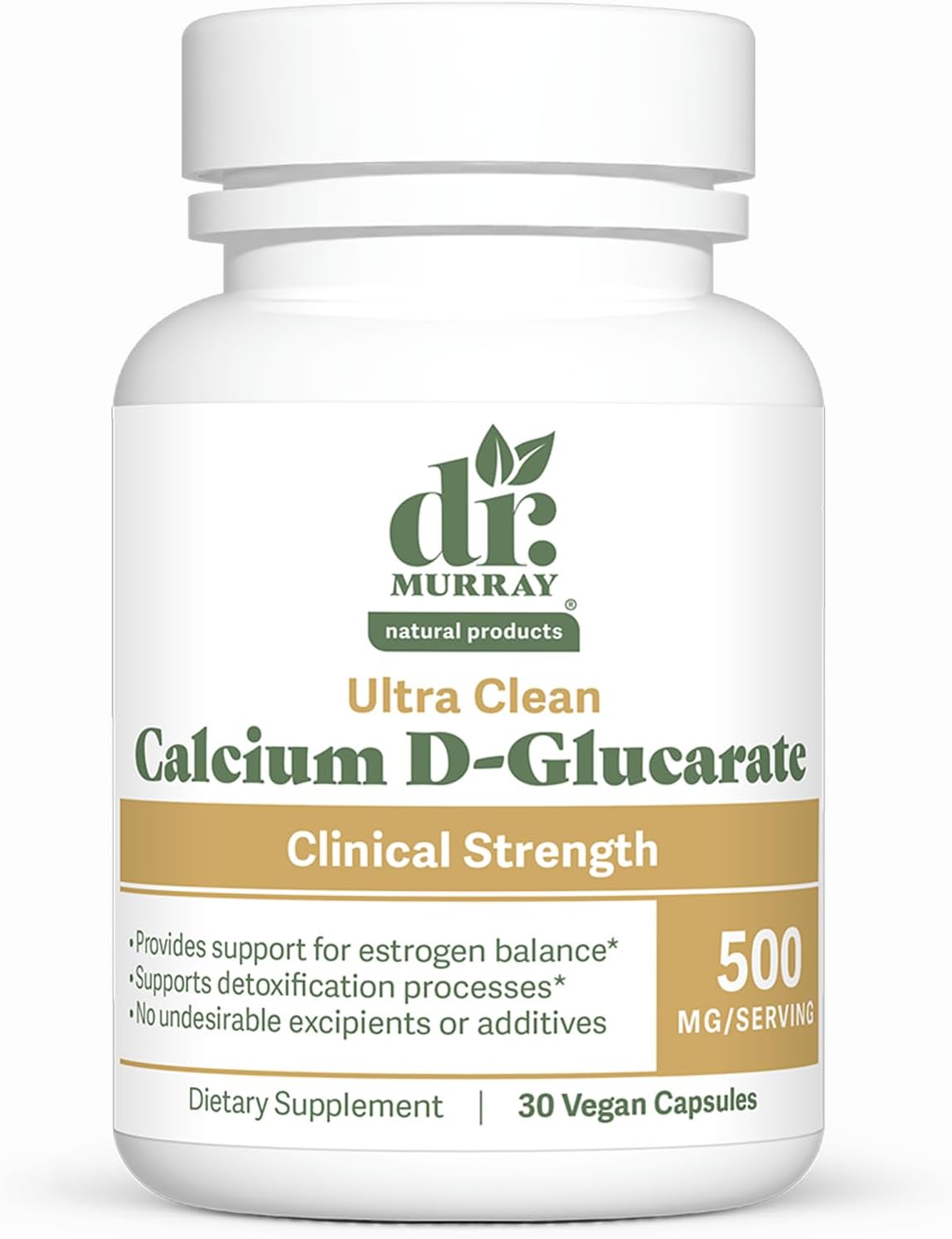 Dr. Murray's Ultra Clean Calcium D-Glucarate 500 mg - Supports Estrogen Metabolism | Liver Detox | Hormonal Balance | Vegan Capsules | 30 Count