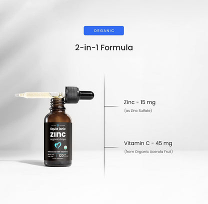 NutraChamps Liquid Zinc for Kids & Adults, Vegan, Pure Ionic Zinc Drops Enhanced with Vitamin C, Supplements for Immune Support, Sugar-Free Liquid 4 oz
