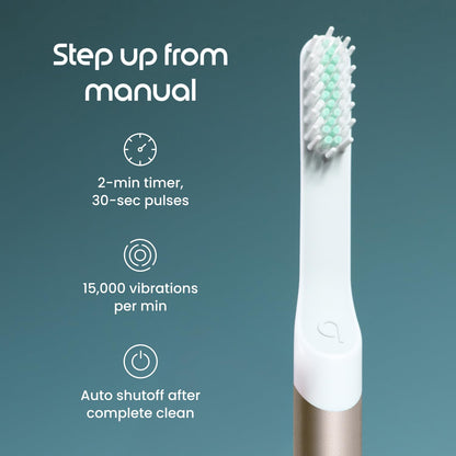 Quip Sonic Electric Toothbrush, Extra Brush Head, Metal Handle, Slate