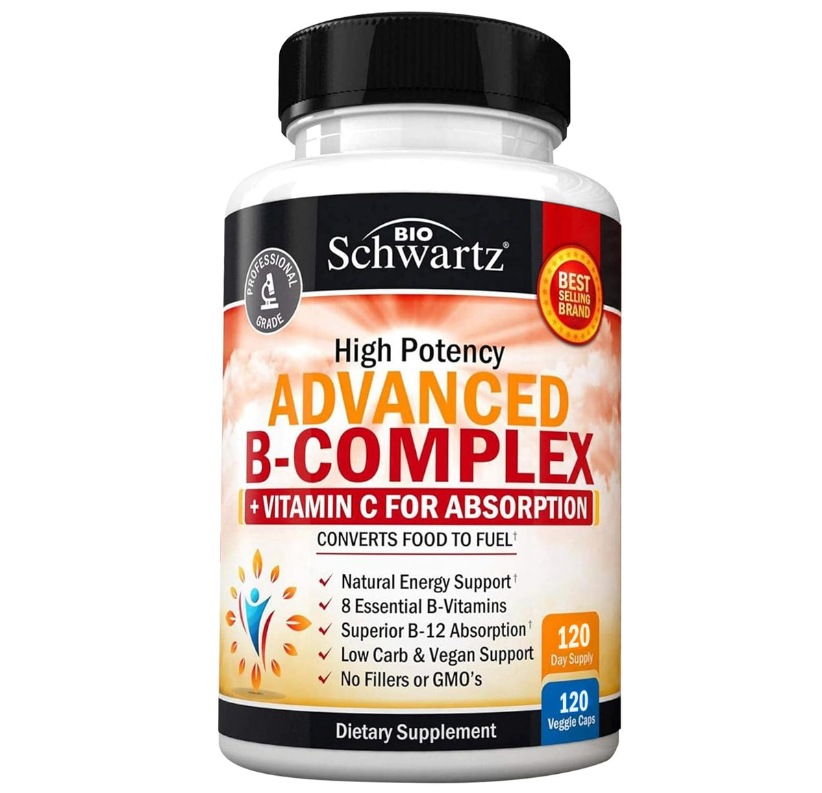 Vitamin B Complex with Vitamin C for Maximum Absorption, 60 Capsules