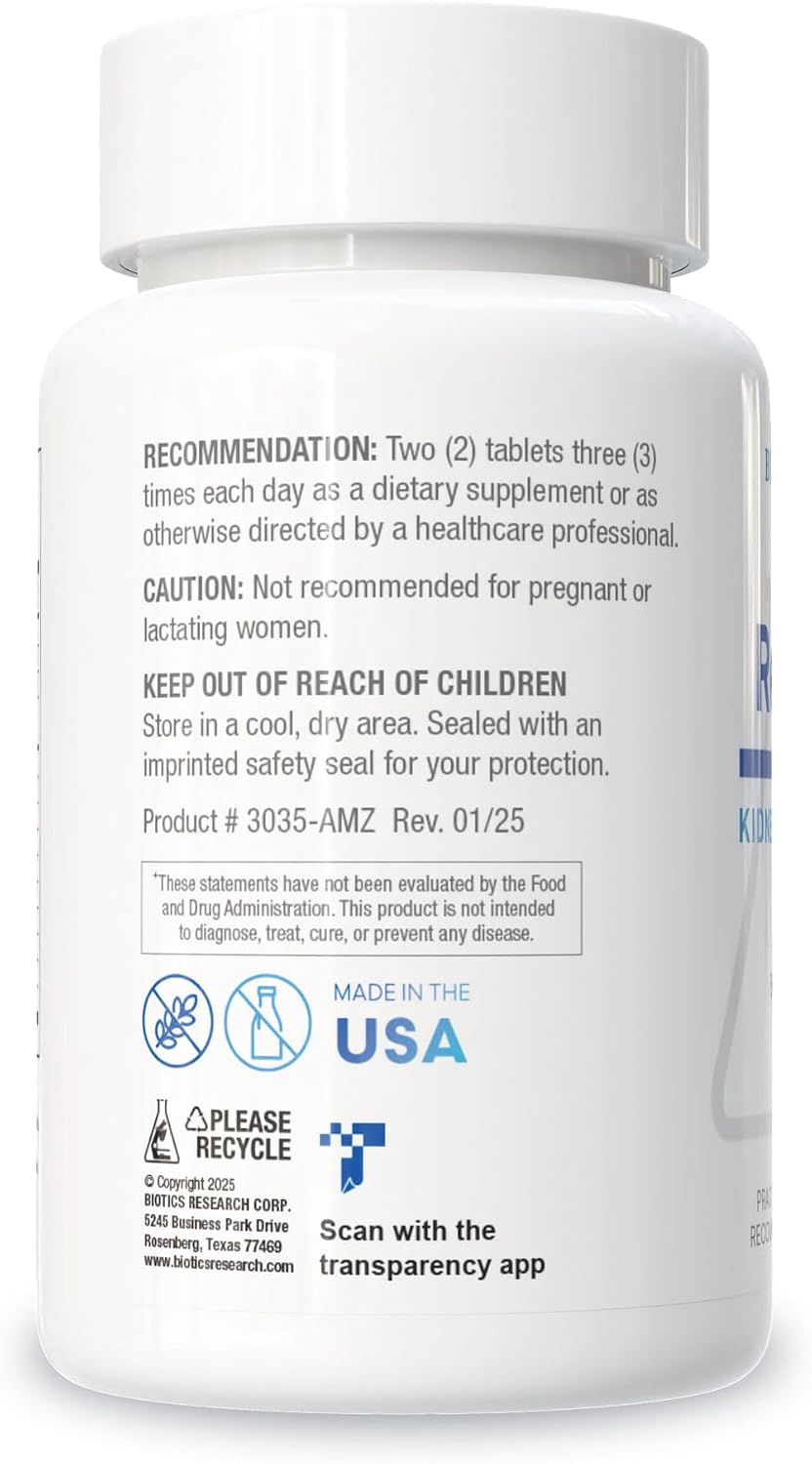 Biotics Research Renal Plus – Botanical, Glandular and Nutritional Support for Optimal Renal Function. Kidney Health & Supports Urological Function –Ulva ursi, Buchu Leaf, Echinacea, Cranberry–180Tabs
