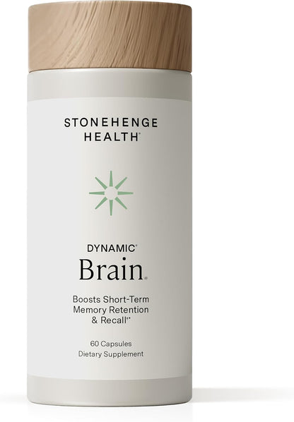 Stonehenge Health Dynamic Brain – BacoMind® Bacopa Monnieri Nootropic – Memory, Recall & Retention – 40 Brain-Boosting Ingredients – Phosphatidylserine, Huperzine A, DHA & Choline – Non-GMO, 60 Caps