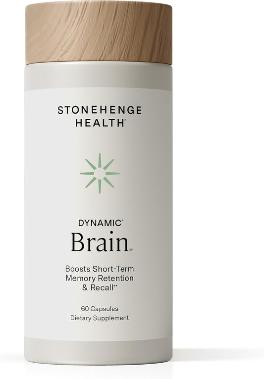 Stonehenge Health Dynamic Brain – BacoMind® Bacopa Monnieri Nootropic – Memory, Recall & Retention – 40 Brain-Boosting Ingredients – Phosphatidylserine, Huperzine A, DHA & Choline – Non-GMO, 60 Caps