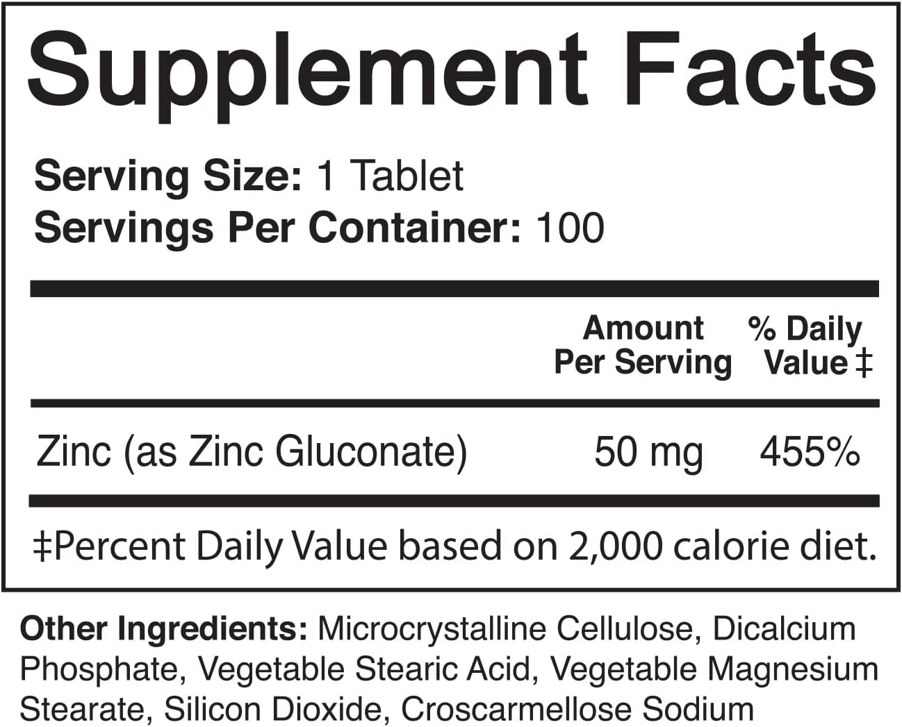 NutriFlair Zinc Gluconate 50mg, 100 Tablets - High Potency Immune System Booster Supplement Pills, Immunity Defense, Powerful Natural Antioxidant, Non-GMO, Compare with zinc picolinate, citrate, oxide