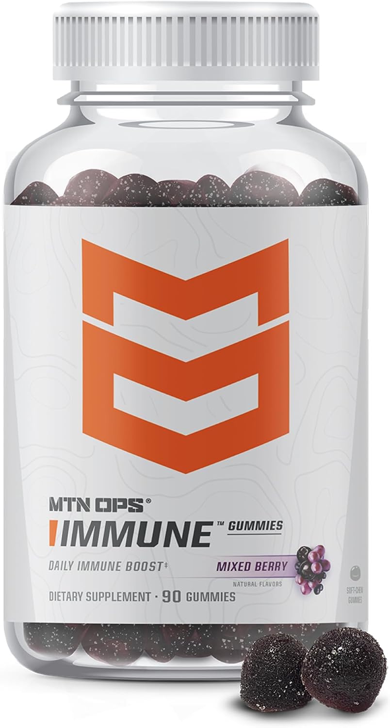 MTN OPS Immune Support Gummies with Elderberry, Mixed Berry