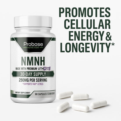 Uthpeak NMNH NAD Supplement 250mg - Recommended Dose for Healthy Aging, a Memory Focus Supplement for Cognitive Function Support (60 Capsules) - Alternative to NR, NAD, Quercetin and Fisetin