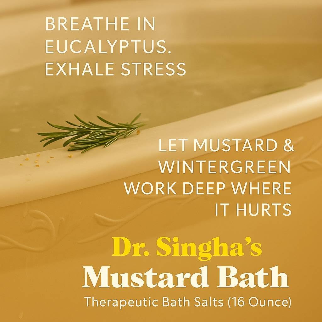 Dr. Singha's Mustard Bath Soak – Aromatherapy Bath Salts with Mustard Seed & Essential Oils for Muscle Relaxation, Stress Relief & Soothing – Epsom Salt Alternative, 16 oz