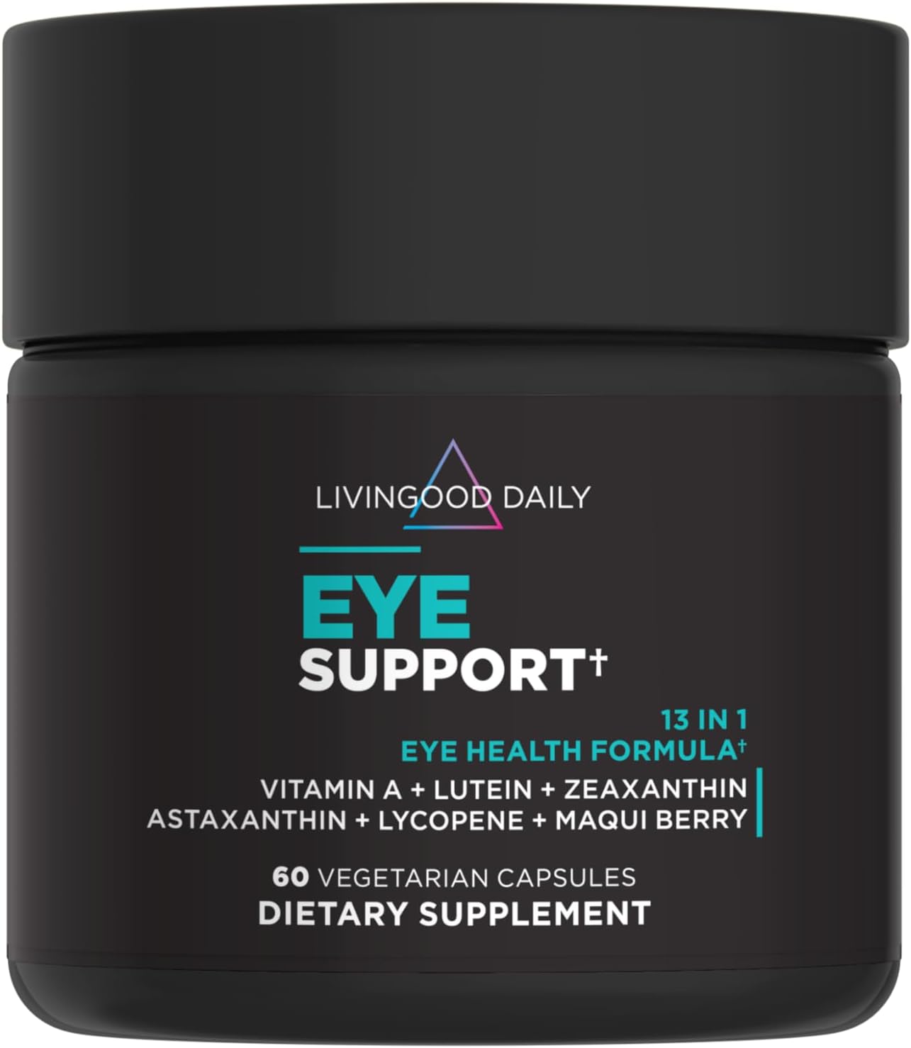 Livingood Daily Eye Support, 13-in-1 Vision Supplement with Lutein, Zeaxanthin, Astaxanthin, Vitamin A, Lycopene, Maqui Berry & More, Promotes Healthy Eyes, Blue Light Protection, Vegan, 60 Capsules