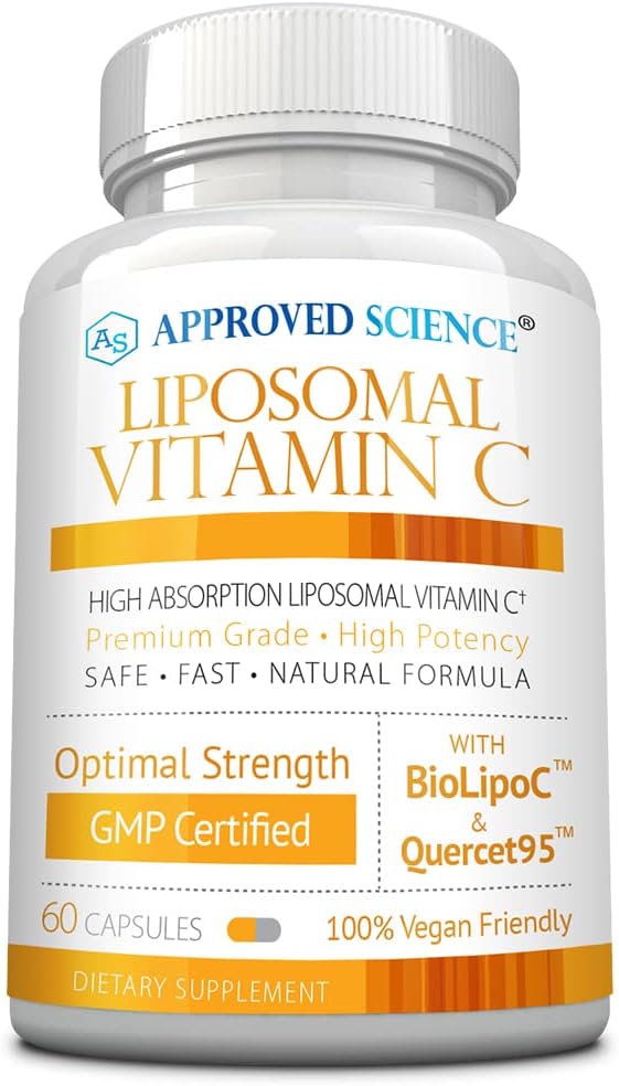 Approved Science Liposomal Vitamin C with Quercetin - 1100 mg - 60 Capsules - Immune Support, Boost Collagen, Antioxidant - High Absorption - Fat Soluble - Non GMO - Vegan - Made in the USA
