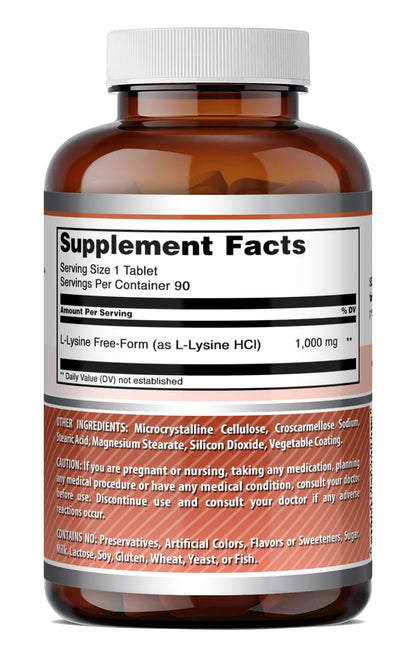 Amazing Formulas L-Lysine 1000 Mg Amino Acid Supplement | Tablets | Non-GM0 | Gluten-Free | Made in USA (1 Pack | 180 Count)