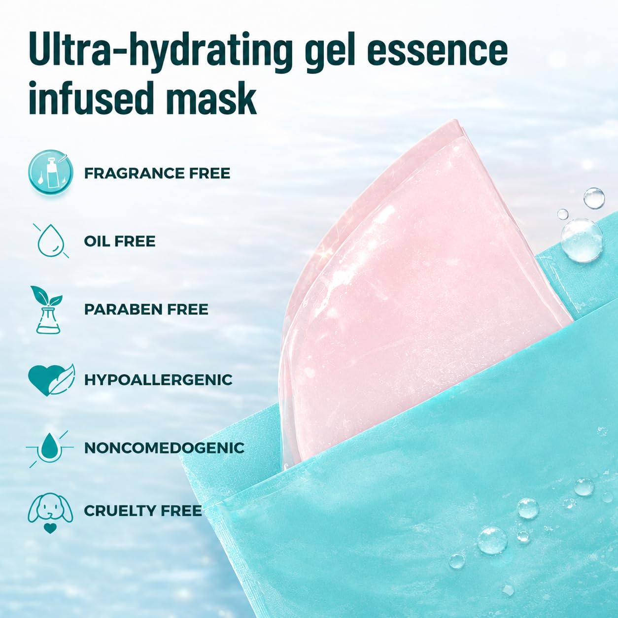 PDRN Hydrogel Face Mask — Collagen Face Mask, 99% Salmon DNA PDRN(34ml X 5) | PDRN, Collagen & Hyaluronic Acid for Intense Hydration, Smooth-Looking Skin — +177% Surface Hydration & −75% Pore Appearance