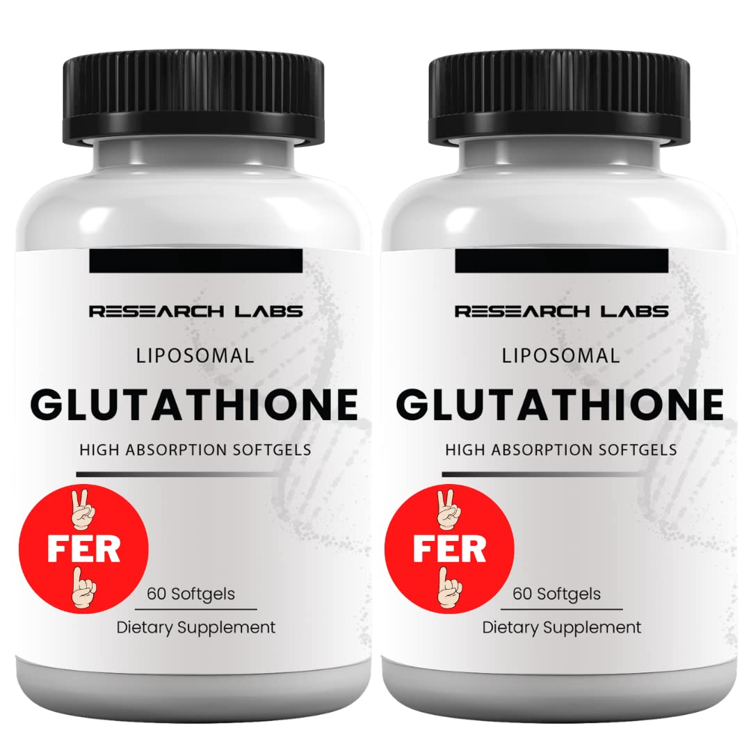 Research Labs Liposomal Glutathione Supplement w/Gluta-IV™, 100x Enhanced Absorption Over Powder Glutathione. 2 Fer 1 Ad, 120 Total Liposomal Softgels