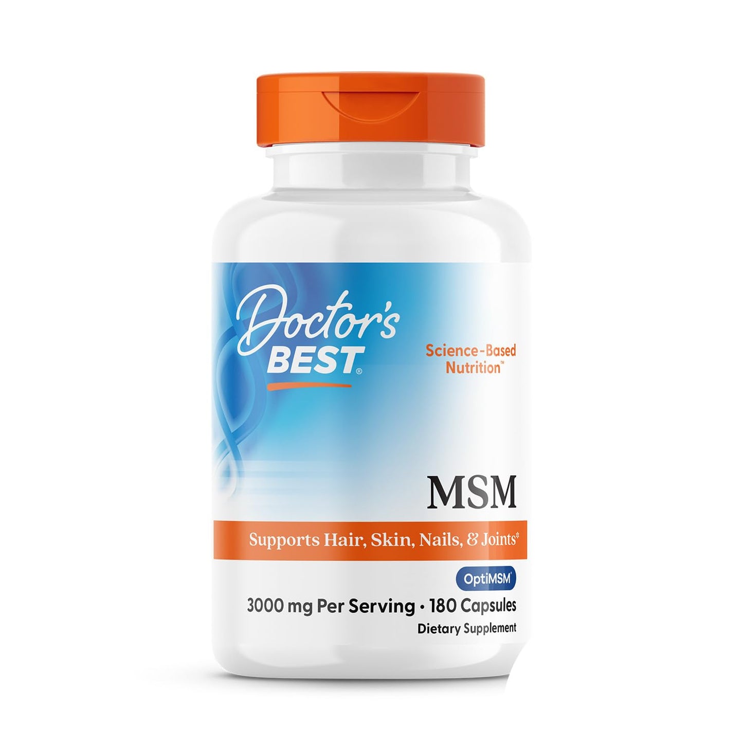 Doctor's Best MSM Supplement Capsules for Men & Women - Supports Hair, Skin, Nails, Joint Health & Mobility, 3000 mg Per Serving, Delivers Beneficial Sulfur w/ OptiMSM, Gluten Free, Non GMO - 360 Caps