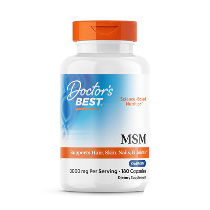 Doctor's Best MSM Supplement Capsules for Men & Women - Supports Hair, Skin, Nails, Joint Health & Mobility, 3000 mg Per Serving, Delivers Beneficial Sulfur w/ OptiMSM, Gluten Free, Non GMO - 360 Caps