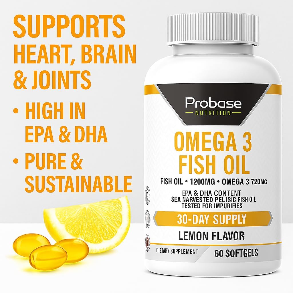 Probase Nutrition Omega 3 Fish Oil 30 Softgels 30-Day Supply