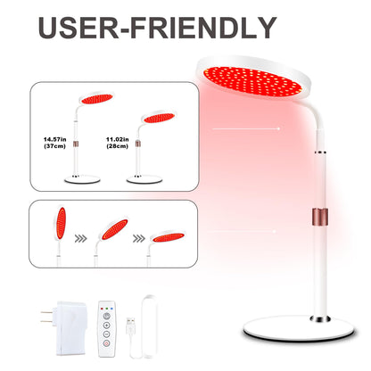 Red Light Lamp with Base, 660nm Red Light & 850nm Near Infrared Red Light Lamp with Timer