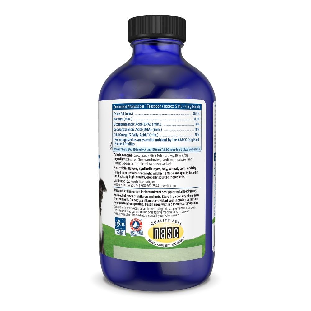 Nordic Naturals Omega-3 Pet, 1380mg Fish Oil for Dogs w/EPA DHA - 16oz | Delivers 1380 mg of omega-3s per teaspoon with EPA and DHA to support heart health, immunity, and overall vitality in dogs