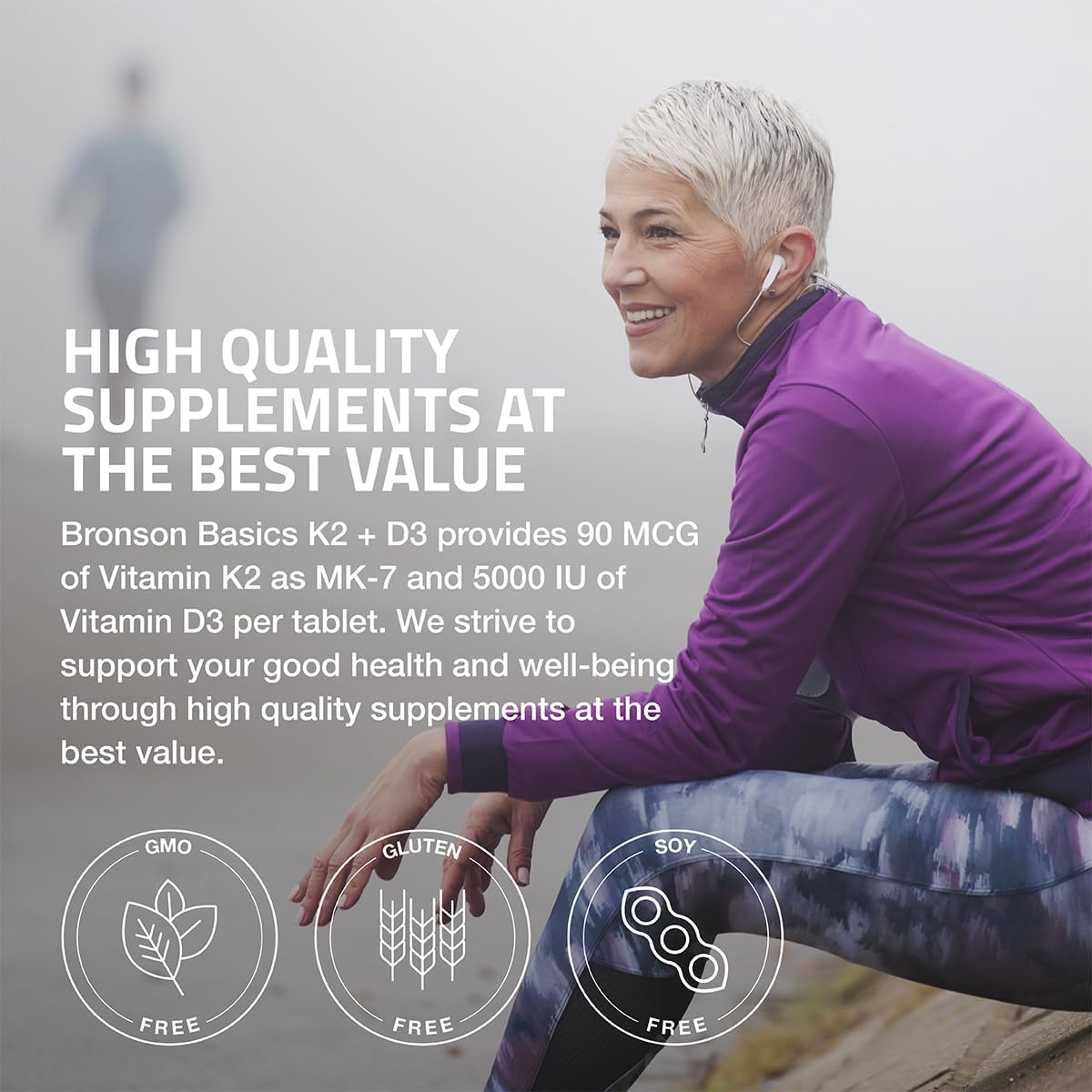 Bronson Vitamin K2 D3 (MK7) Supplement 2-in-1 D3 & K2 Complex, 120 Tablets | Bone, Immune & Heart Health Support, Gluten-Free, Soy-Free, Non-GMO, Vitamin D3 5000 IU (125 mcg) & 90 mcg K2 MK-7