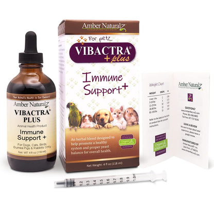 Amber NaturalZ Vibactra Plus for Pets, Immune Health & Yeast Balance, 1 OZ | Supports overall immune health, stomach & respiratory health, helps pets maintain normal yeast balance & a healthy microbiome