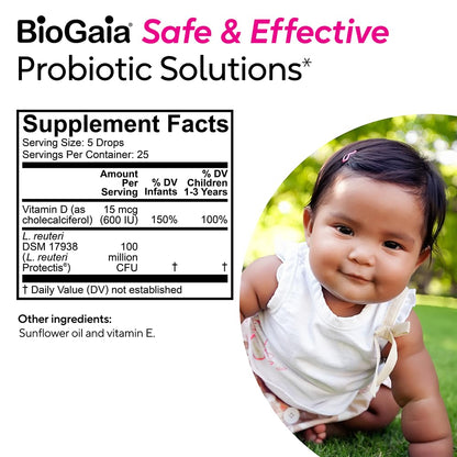 BioGaia Immune Active Baby Probiotic Drops + Vitamin D | Immune & Digestive | Pediatrician-Recommended | Supports Immune Health | Promotes Digestive Health & Regularity | Baby & Toddlers | 50 Day Supply