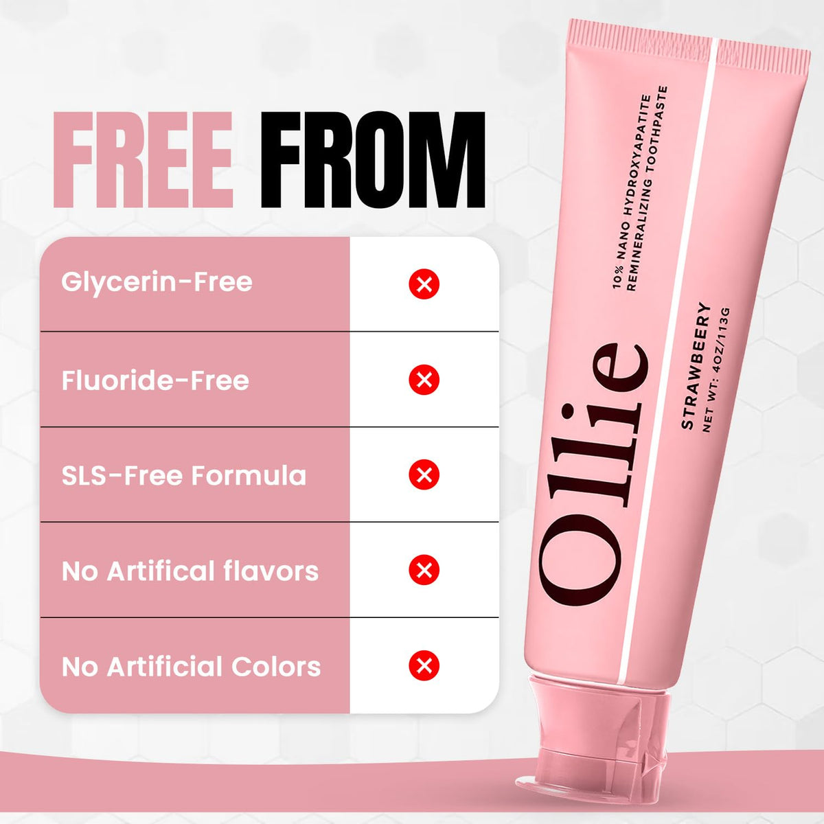 Ollie Fluoride Free 10% Nano Hydroxyapatite Toothpaste, Clean Mint, 1 Pack