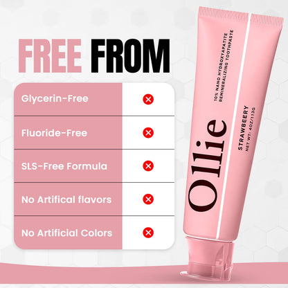 Ollie Fluoride Free 10% Nano Hydroxyapatite Toothpaste, Clean Mint, 1 Pack