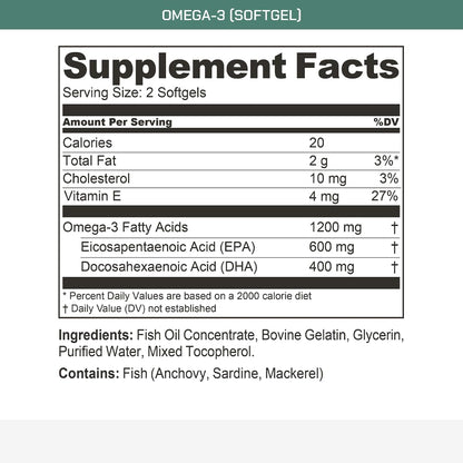 MTN OPS Omega-3 Fish Oil Softgels for Heart & Brain Health
