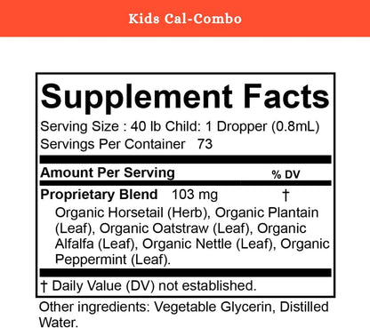 SPRIGS Kids Cal-Combo Dietary Calcium Supplement to Support Bone Health, 2 Oz | Herbal Blend for Muscle, Bones & Teeth | Herbs & Minerals Horsetail & Plantain to Help Your Child Grow Strong & Healthy