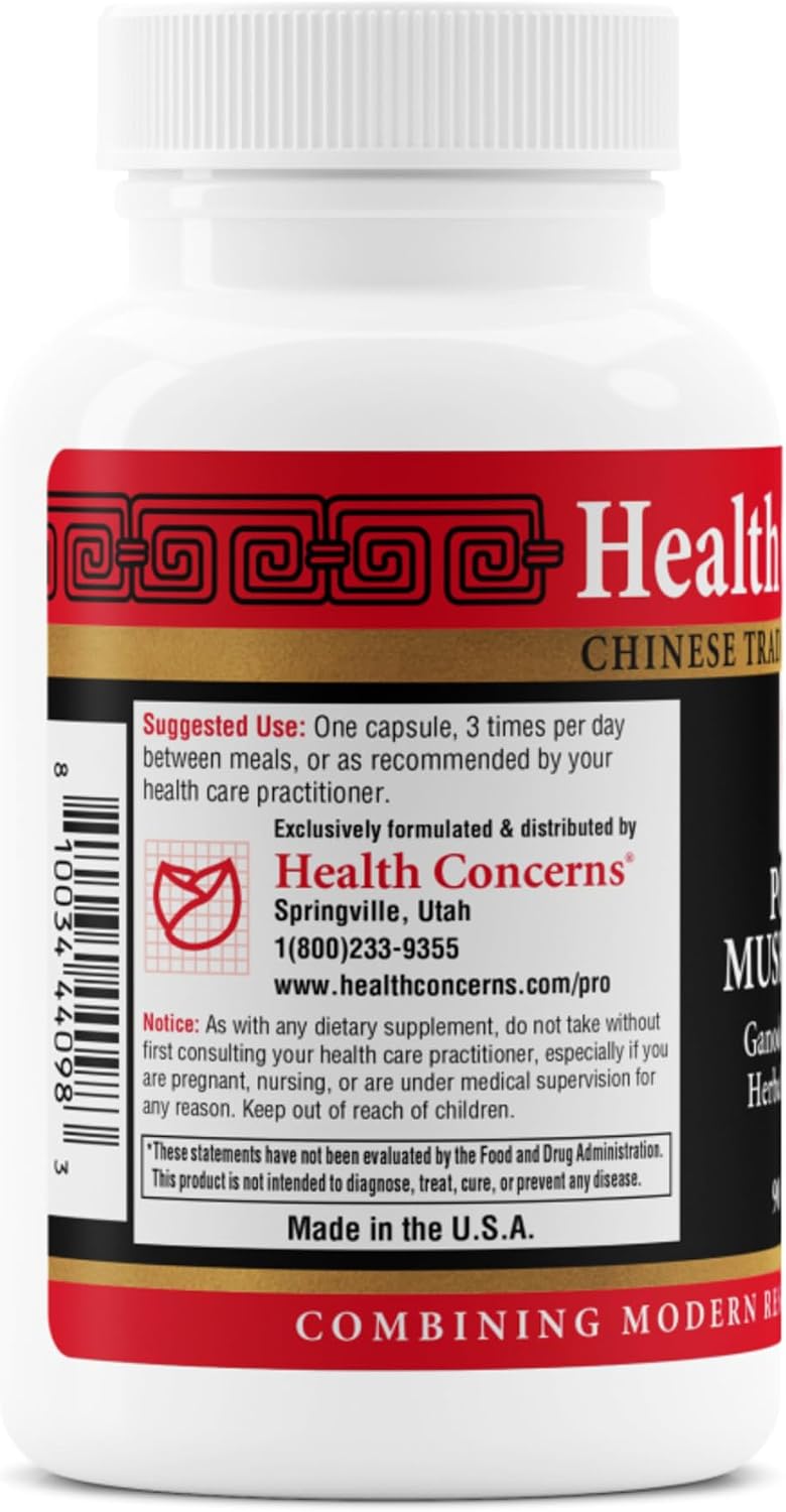 Health Concerns Power Mushrooms – Immune System & Natural Energy Support – Adaptogenic Mushroom Supplement with Reishi, Tremella, Maitake, Poria – Traditional Chinese Herbal Supplement - 90 Capsules