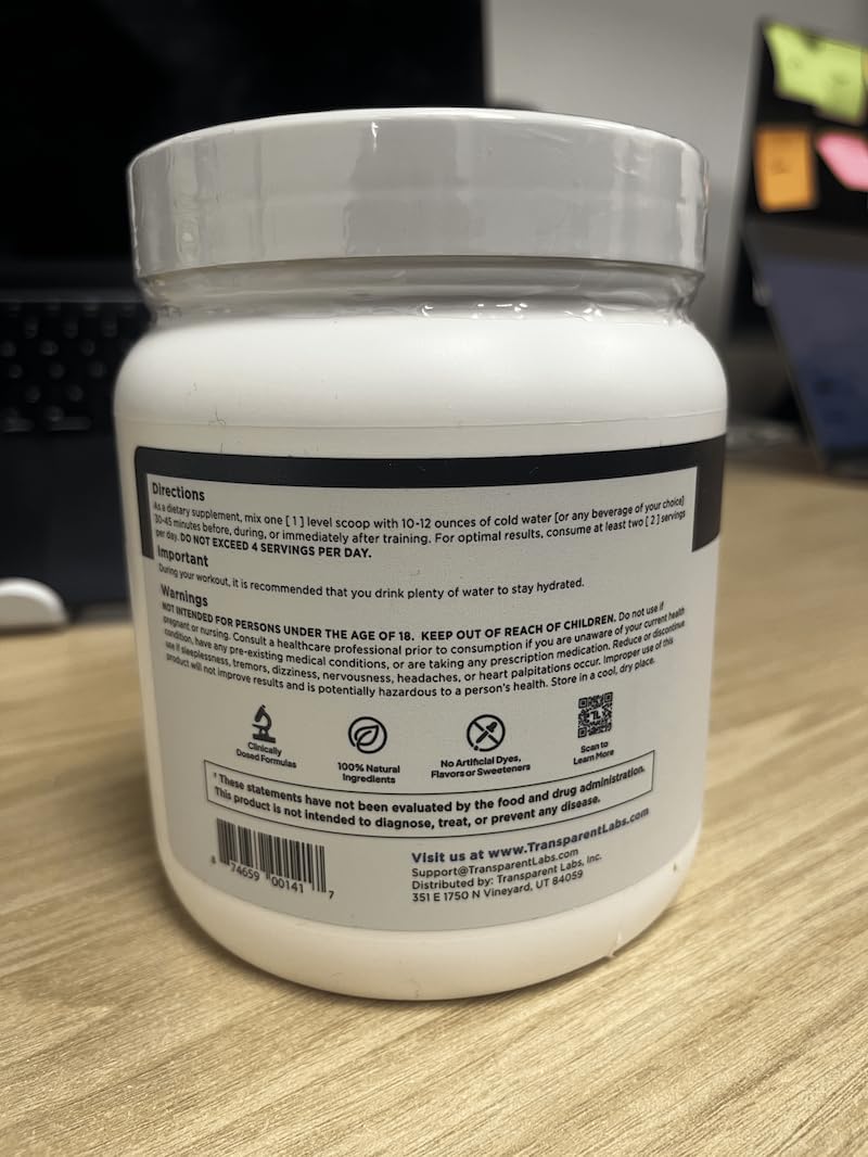 Transparent Labs BCAA Glutamine Powder (30 Servings, Strawberry Lemonade) & Hydrate Electrolytes Powder (40 Servings, Tropical Punch)