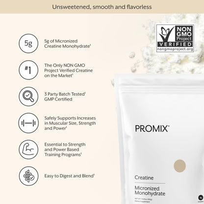 ProMix Nutrition Creatine Monohydrate Travel Packs, 5g of micronized Clean Creatine for Men and Women, Supports Muscle Growth & Recovery, Vegan - 30 Servings