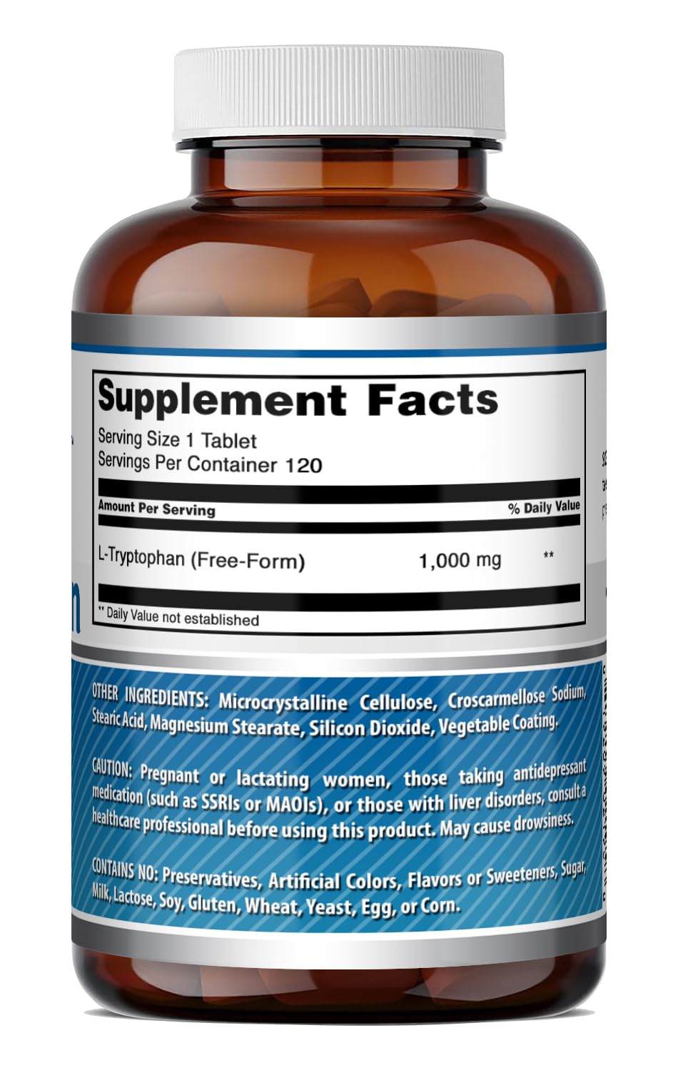Amazing Formulas L-Tryptophan 1000mg Tablets Supplement | Non-GMO | Gluten Free | Made in USA (240 Count)
