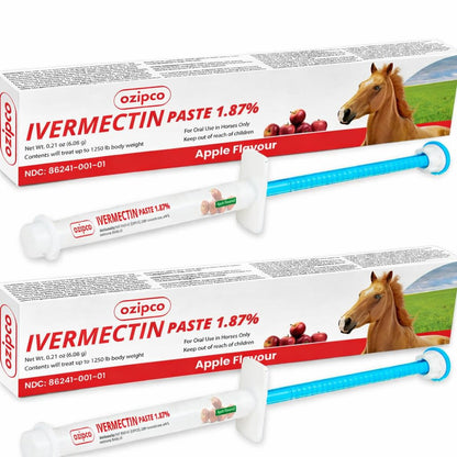 Ivermectin Horse Paste 1.87% | Apple Flavor – 6.08g Syringe for Equine Use Only Up to 1250 LB