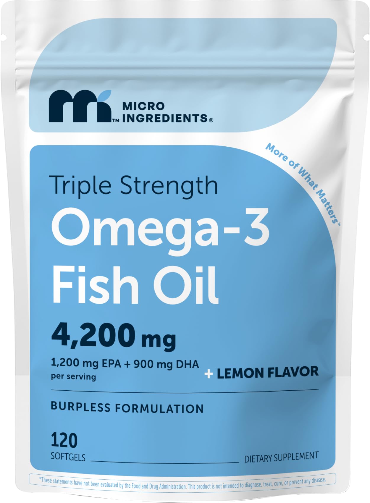 Micro Ingredients Triple Strength Omega 3 Fish Oil Supplements 4200mg Per Serving, 240 Softgels – Lemon Flavored – Burpless | EPA 1200mg + DHA 900mg | Deep Sea Fish