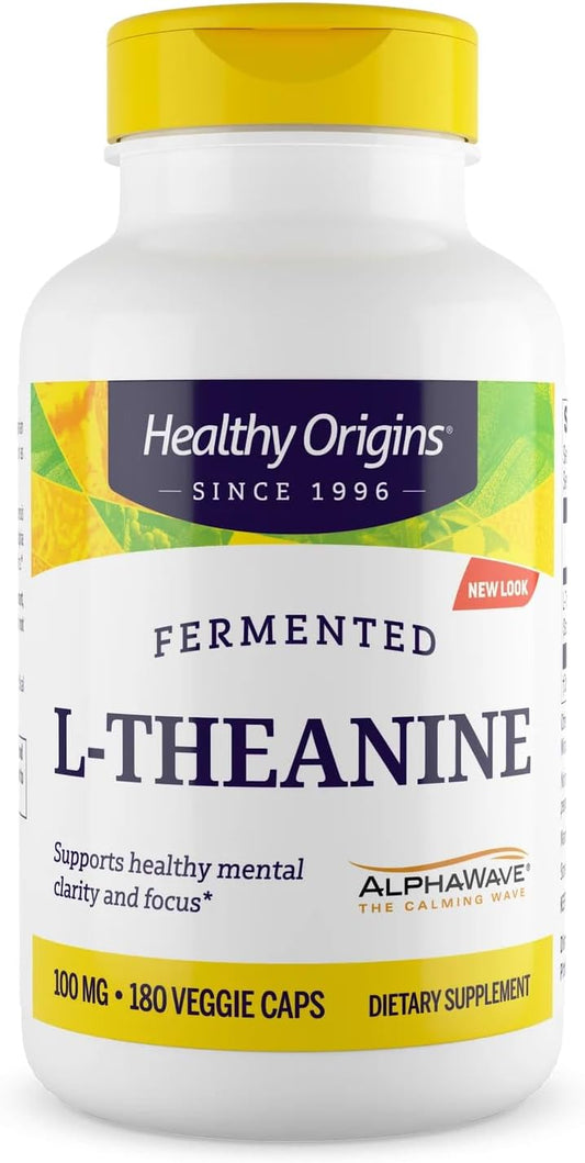 Healthy Origins L-Theanine AlphaWave 100 mg, 180 Veggie Caps