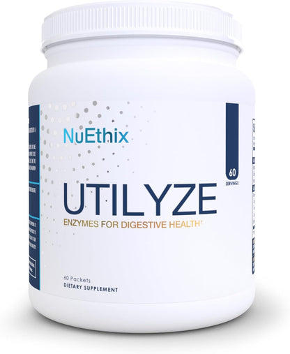 NuEthix Formulations Utilyze Enzymes for Digestive Wellness, Dietary Supplement for Nutrient Absorption, 60 Travel Packets