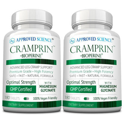 Approved Science Cramprin - High Absorption Magnesium, Vitamin B Complex, BioPerine - Muscle Cramps - 1 Month Supply - 60 Capsules - Vegan