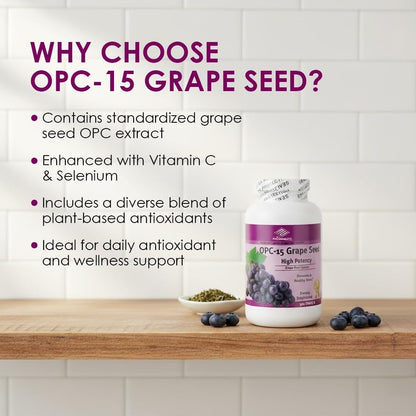 OPC-15 Grape Seed Extract, Vitamin C & Selenium, 300 Tablets