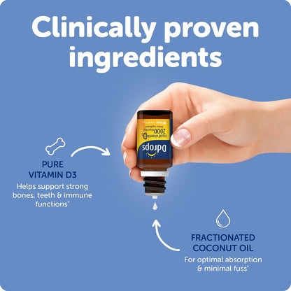 Ddrops Adults 2000IU 180 Drops - Liquid Vitamin D3 Supplement, Supporting Strong Bones & Immune System
