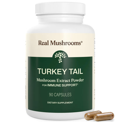 Real Mushrooms Turkey Tail Capsules – Organic Mushroom Extract for Wellness & Daily Rhythm – Vegan, Non-GMO, No Fillers Turkey Tail Extract – 90 Count Mushroom Supplement