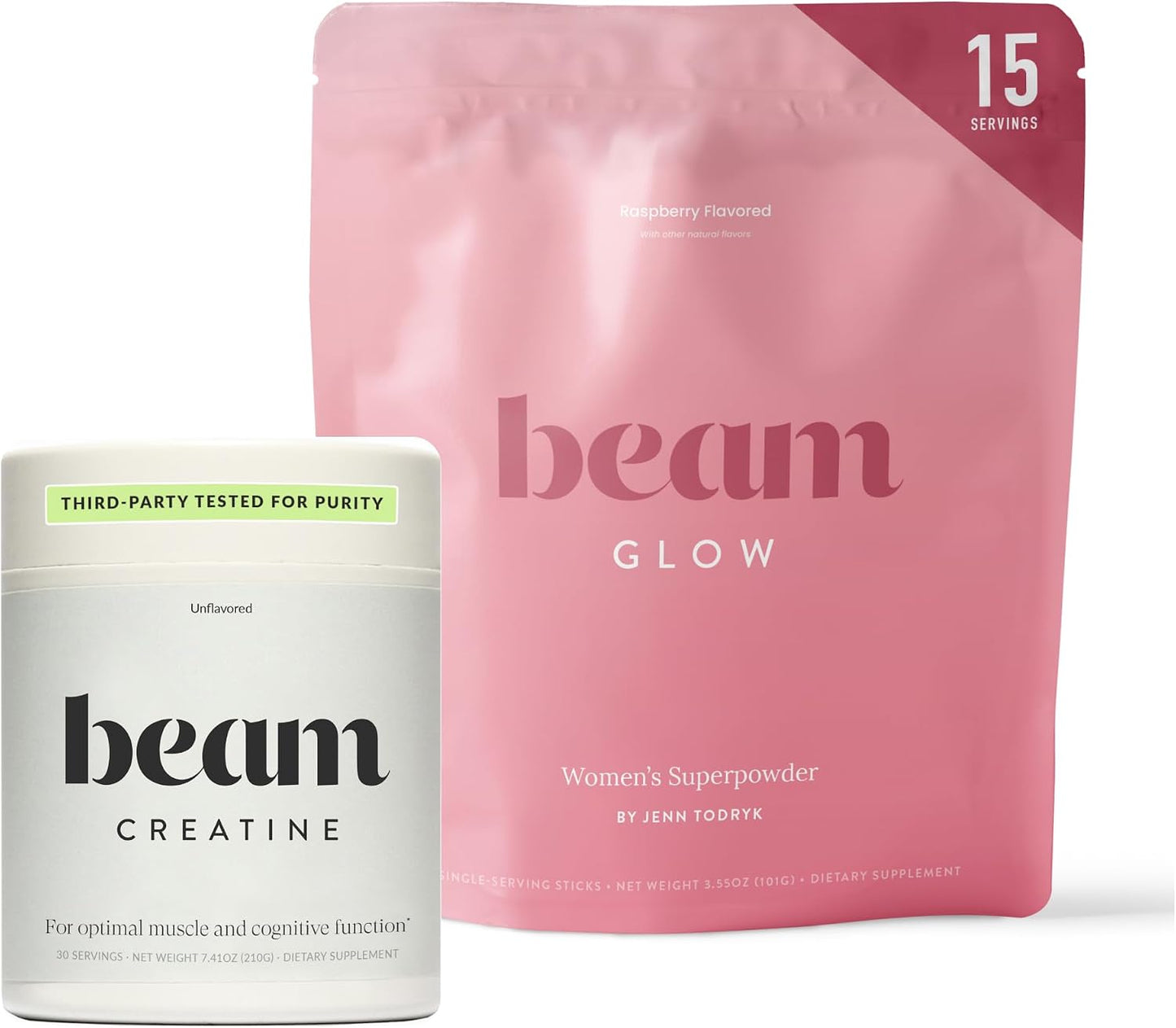 BEAM Glow & Creatine Bundle, Hormone Balance, Energy & Muscle Support for Women, Hair, Skin, Nails, Hydration, Vegan, No Sugar, Third Party Tested