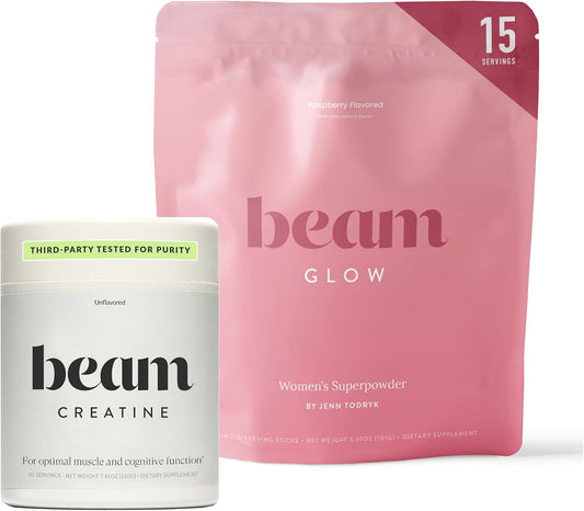 BEAM Glow & Creatine Bundle, Hormone Balance, Energy & Muscle Support for Women, Hair, Skin, Nails, Hydration, Vegan, No Sugar, Third Party Tested