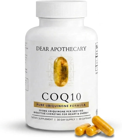 Coenzyme Q10 CoQ10 200mg Capsules - Heart Health Energy Antioxidant Cardiovascular Support Cellular, Ubiquinone, Non-GMO Gluten Free, 30 Count