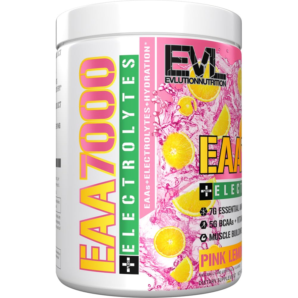 EAAs Amino Acids Powder - EAA Essential Amino Acids Pre & Post Workout Powder for Muscle Building Endurance and Recovery Support with 7g per Serving Plus 5g BCAAs (Pink Lemonade, 30 Servings)